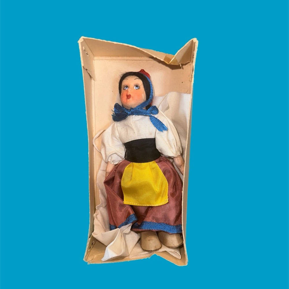 Vintage Italian Lenci Felt Fabric Doll Felt Fabric Made in Italy 7” MCM 1930’s